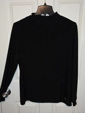 Anne Klein Black Long-Sleeve Mock Neck Top